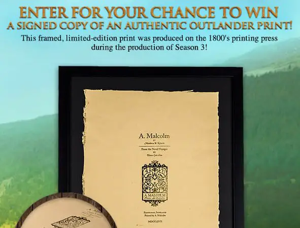 Authentic Outlander Print Sweepstakes