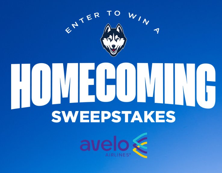 Avelo Airlines Homecoming Sweepstakes - Win a Trip for 2 to the Connecticut Huskies vs FIU Panthers Game
