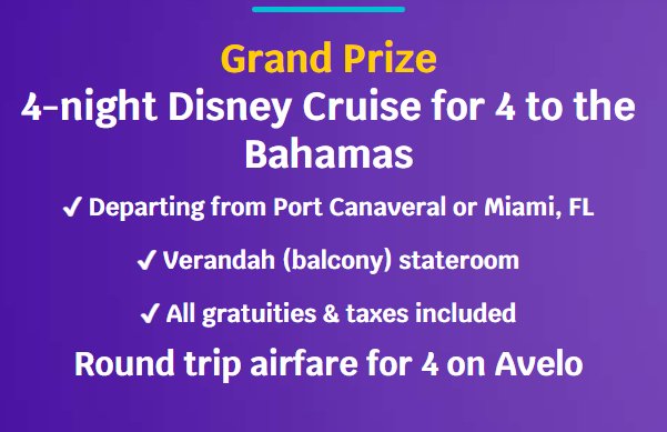 Avelo Land And Sea Sweepstakes - Win An $8,500 Disney Cruise For 4 To The Bahamas