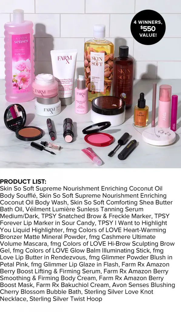 Avon Blushing Beauty Sweepstakes – Win Over $500 Worth Of Skincare Products (4 Winners)