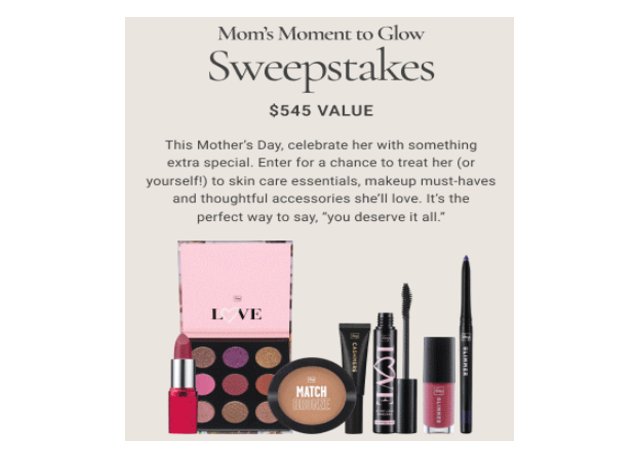 Avon Mom’s Moment to Glow Sweepstakes - $545 Beauty Prize Pack; 4 Winners