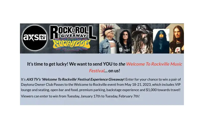 AXS TV Enter the Welcome to Rockville Giveaway - Win 2 VIP Tickets & $1,000 For Transportation