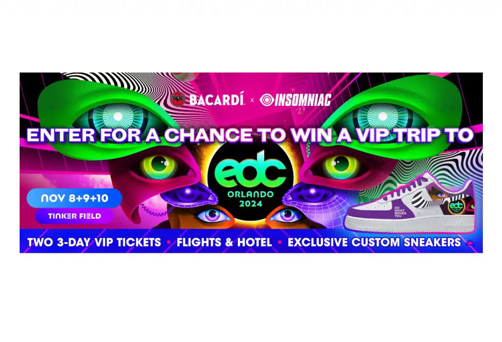 Bacardi VIP Orlando Sweepstakes - Win A Trip For 2 To EDC Orlando