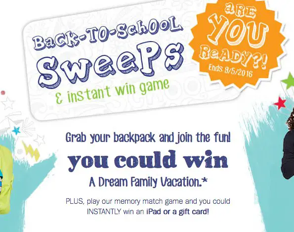Back-to-School Sweepstakes & Instant Win Game