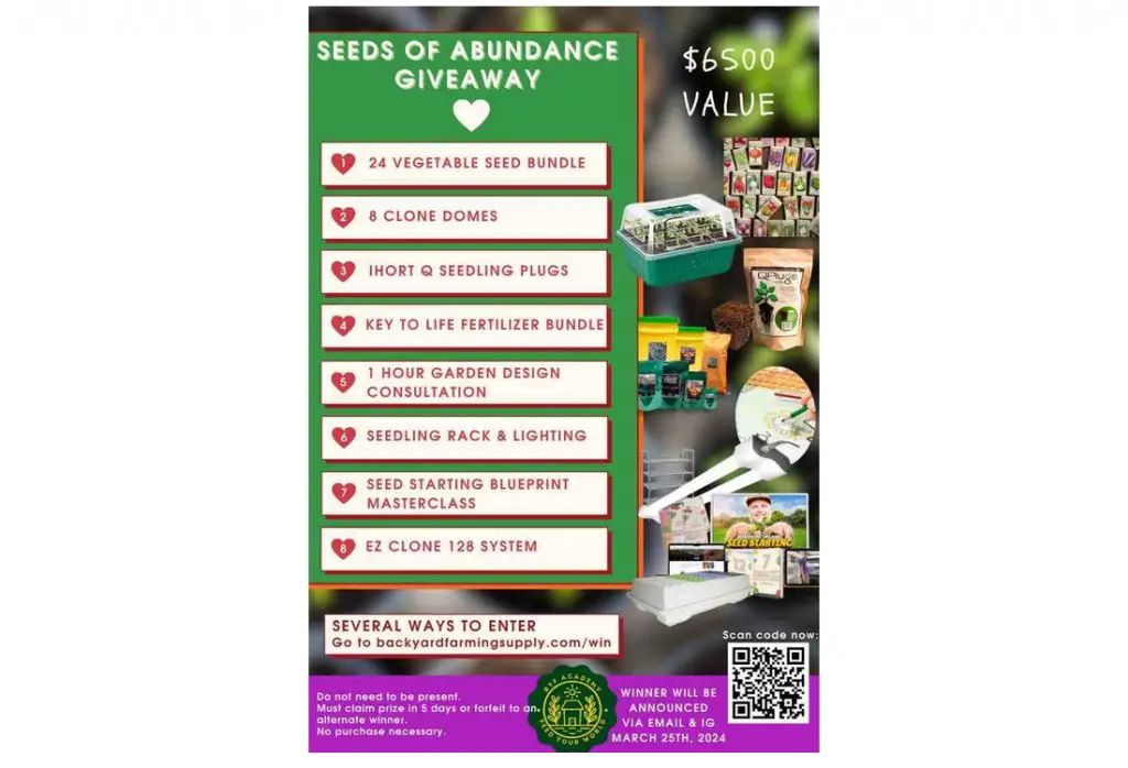 Backyard Farming Supply Seeds Of Abundance Giveaway - Win A Gardening Package Worth $6,500