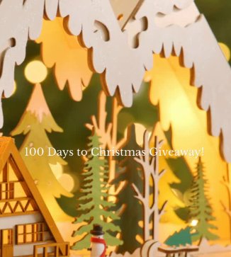 Balsam Hill 100 Days Til Christmas Giveaway - Win a Lit Wooden Snowy Cabin Advent Calendar