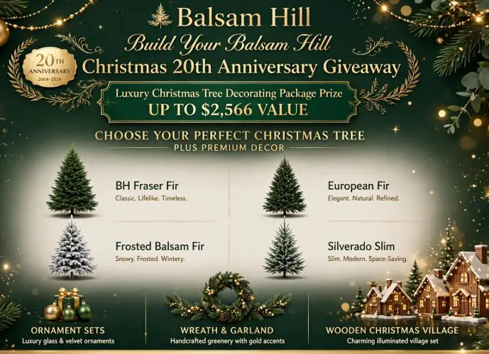 Balsam Hill Build Your Balsam Hill Christmas 20th Anniversary Giveaway - Win a custom Christmas decorating package