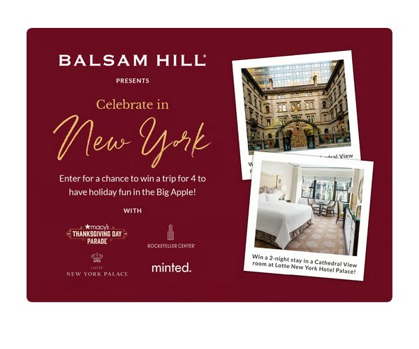 Balsam Hill Celebrate In New York Sweepstakes - Win A Family Trip To Macy’s Thanksgiving Day Parade