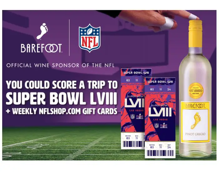 Barefoot Wine Sweepstakes - Win Two Tickets To Super Bowl LVIII & More