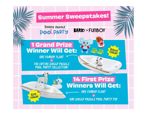 Bark, Inc. Doggy Paddle Pool Party Sweepstakes - Win A Collection Of Dog Pool Party Toys