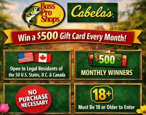 Bass Pro Shops & Cabela’s Survey Sweepstakes – Win a $500 Gift Card