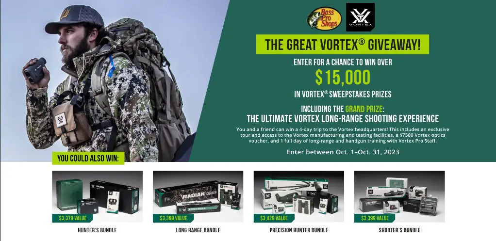 Bass Pro Shops and Cabela’s Vortex Month Giveaway 2023 - Win A 4-Day Vacation For 2 To Vortex Headquarters & More