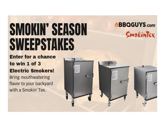 BBQGuys Smoking’ Season Sweepstakes - Win 1 Of 3 Electric Smokers