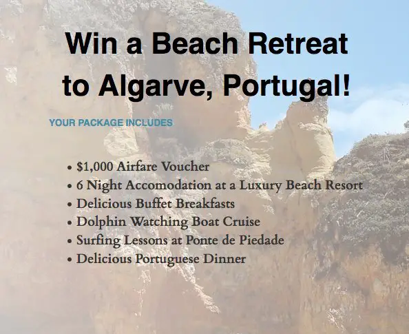 Beach Retreat To Algarve, Portugal Sweepstakes