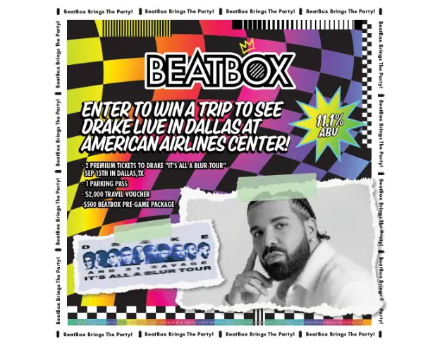 BeatBox Beverages Giveaway - Win A Trip For 2 To Dallas  For A Drake Concert