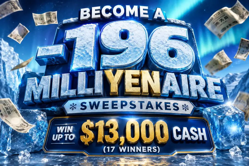 Become A -196 MilliYENaire Sweepstakes – Win Up To $13,000 Cash (17 Winners)