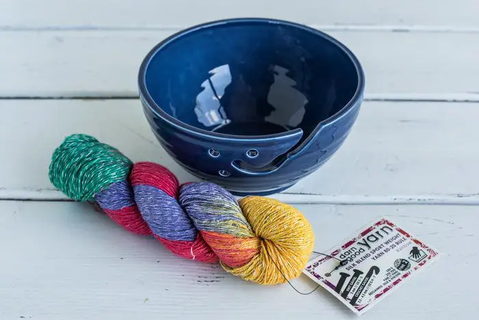 Belize Blue Yarn Bowl and Yarn Bundle