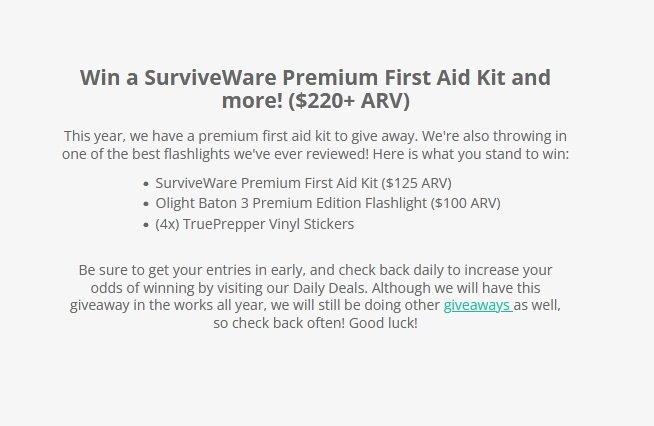 Beyond Signal SurviveWare Giveaway - Win a First Aid Kit, Flashlight and More