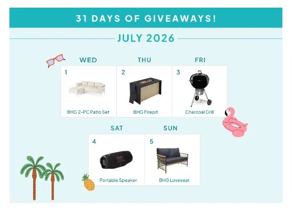BHG Big Summer Giveaway 2026 – Daily Prizes Up For Grabs (Gas Grill, Fire Pit, Lawn Mower etc.)
