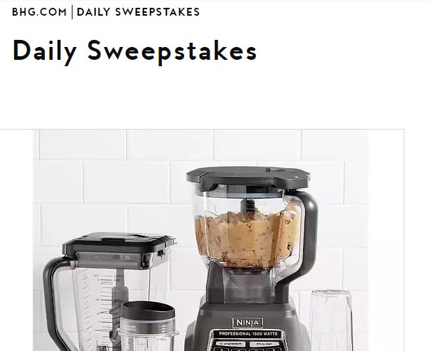 BHG Daily Sweepstakes - Win Daily Prizes From Better Homes & Gardens