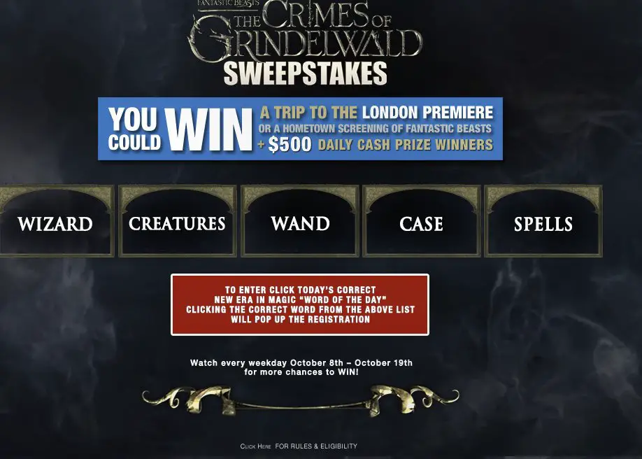 Big Bang Theory Fantastic Beasts: Crimes of Grindewald Sweepstakes