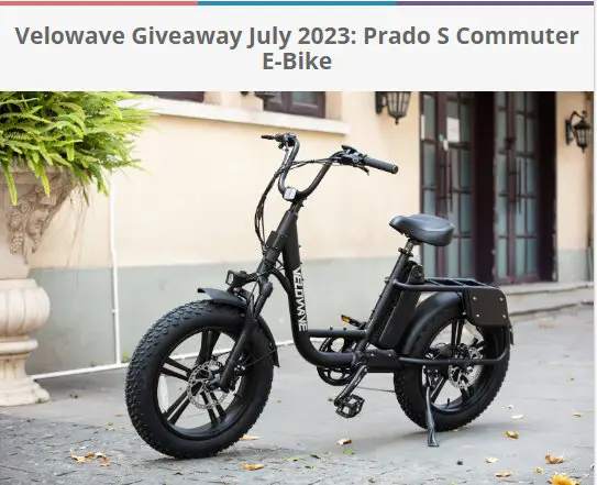BikeRide Velowave July 2023 Giveaway - Win A Velowave Prado S Commuter E-Bike