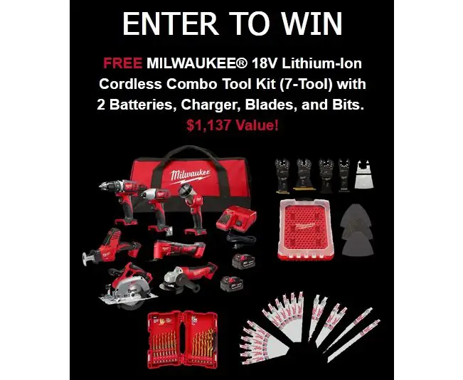 BLDR.com December Giveaway - Win A  Milwaukee 18V Lithium-Ion Cordless Combo Kit