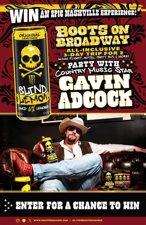 Blind Lemon Boots On Broadway Sweepstakes - Win A Trip For 2 To Party With Gavon Adcock In Nashville