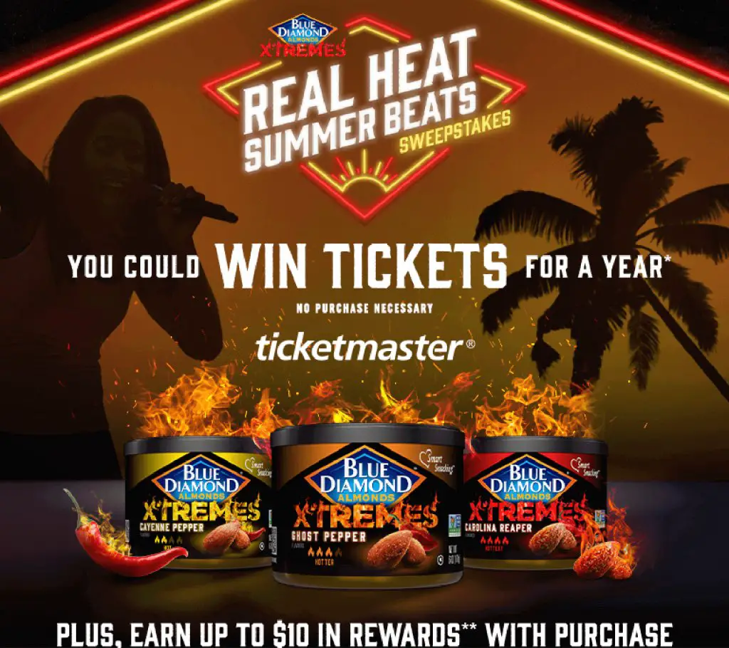 Blue Diamond's Real Heat Summer Beats Sweepstakes - Win Free Event Tickets For A Year