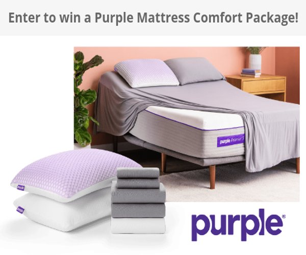 BlvdHome Purple Mattress Comfort Package Giveaway - Win a King Size Mattress, Pillows and More