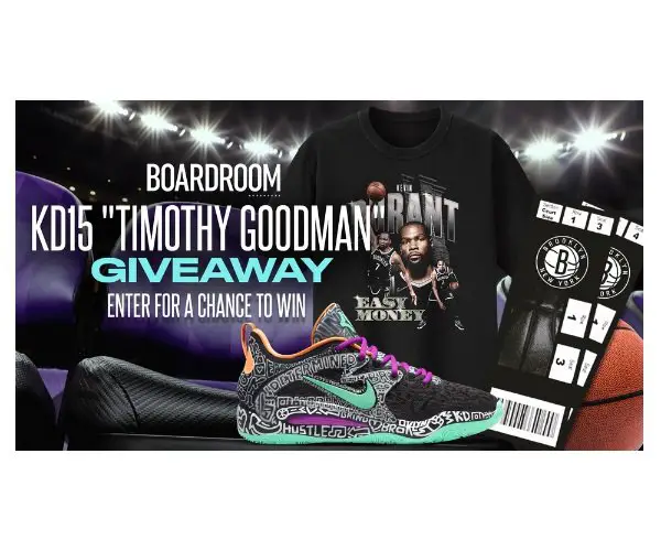 Boardroom KD15 "Timothy Goodman" Giveaway - Win Signed KD15 Sneakers, T-Shirt & More