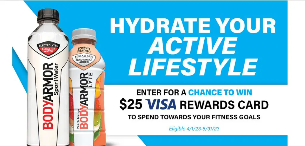 BODYARMOR Hydrate Your Lifestyle Sweepstakes - Win A $25 Visa Gift Card Towards Your Fitness (150 Winners)