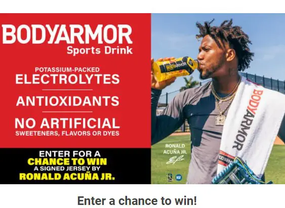 BodyArmor Ronald Acuña Jr Sweepstakes - Win A Ronald Acuña Jr Signed Jersey {2 Winners}