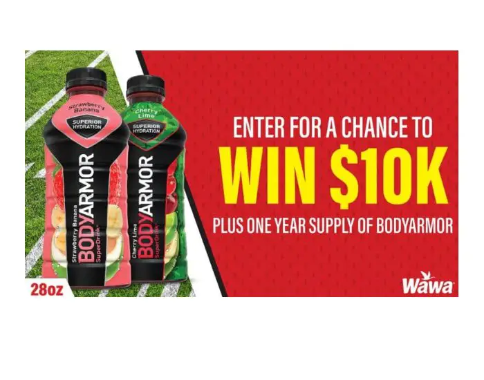 BODYARMOR Wawa Ultimate Tailgate Sweepstakes - Win $10,000 And A Year's Supply Of BODYARMOR Sports Drink (Limited States)