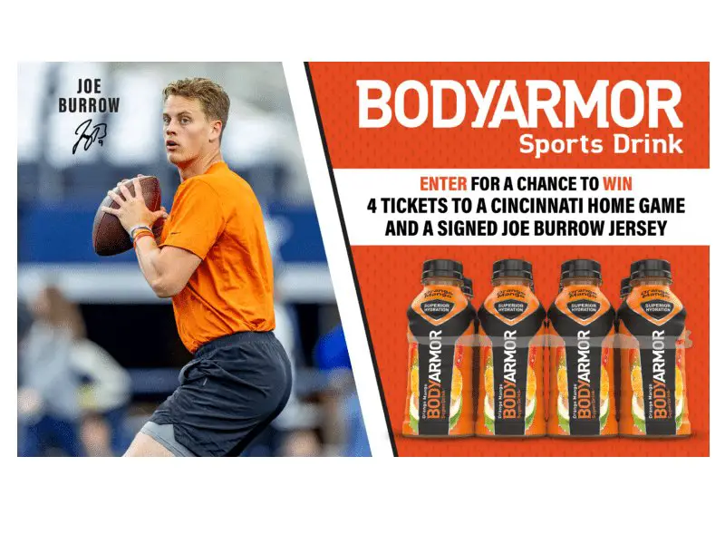 Bodyarmor X Kroger Teampack Sweepstakes - Win 4 NFL Game Tickets & A Joe Burrow Signed Jersey (Limited States)