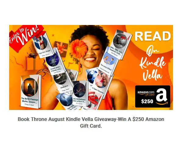 Book Throne August Kindle Vella Giveaway - Win a $250 Amazon Gift Card