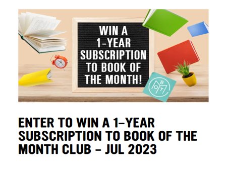 BookRiot Book Of The Month Subscription Sweepstakes - Win A 1-Year Subscription To Book Of The Month Club