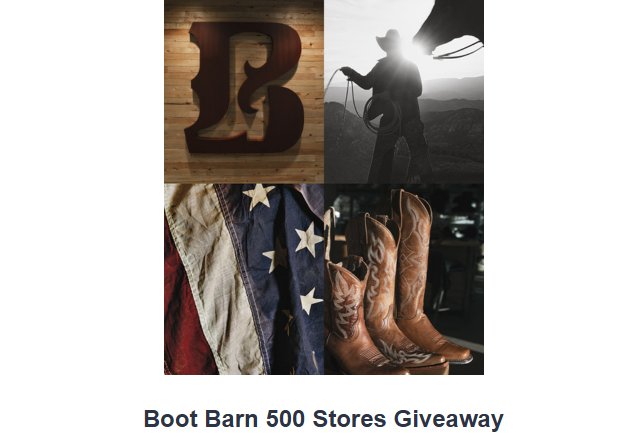 Boot Barn 500 Store Celebration Giveaway – Win One of 500 Boot Pairs!!