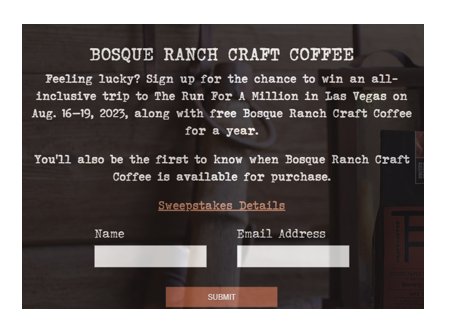 Bosque Ranch Craft Coffee Vegas Sweepstakes -  Win An All-Inclusive Trip For 2 To The Run For A Million In Las Vegas