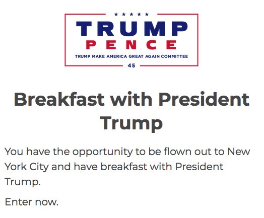 Breakfast With President Trump In New York Sweepstakes