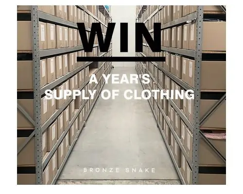 Bronze Snake Year Supply of Clothing Giveaway - Win  Free Clothes For A Year