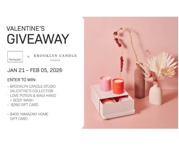 Brooklyn Candle Studio X Yamazaki Home Giveaway - Win Gift Cards, Candles & More
