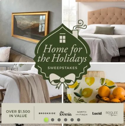 Brookside Home For The Holiday Sweepstakes - Win A $1,500 Holiday Prize Package