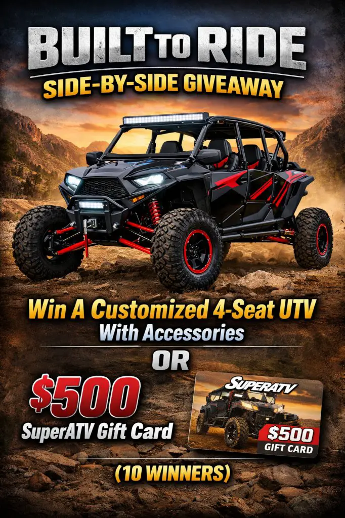 Built To Ride Side-By-Side Giveaway – Win A Customized 4-Seat UTV With Accessories Or $500 SuperATV Gift Card (10 Winners)
