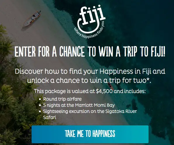 Bula Fiji! Interactive Quiz Sweepstakes