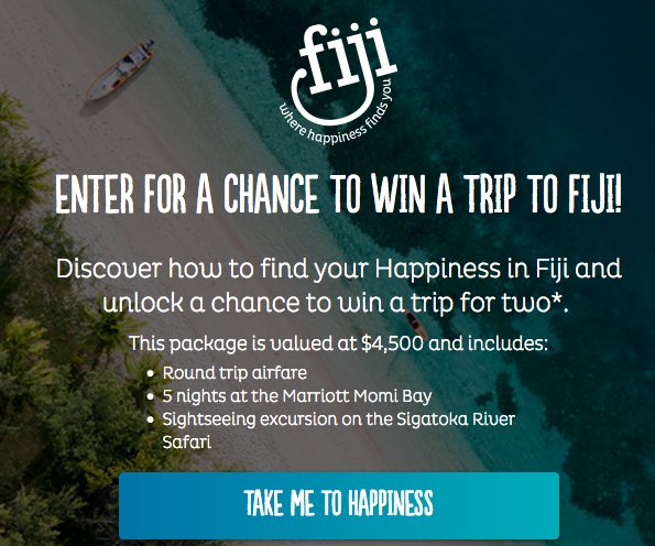 Bula Fiji! Interactive Quiz Sweepstakes