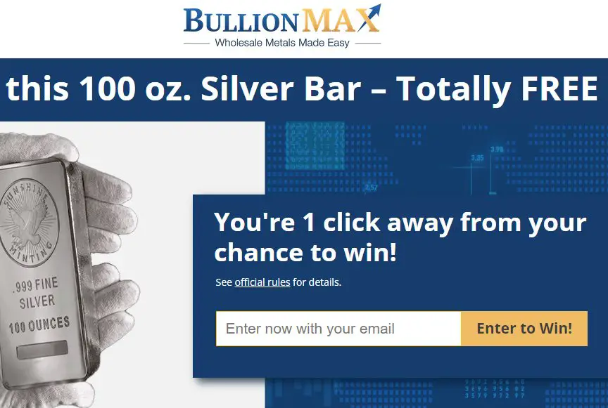 BullionMax Silver Bar Giveaway - Win A $2,600 Silver Bar