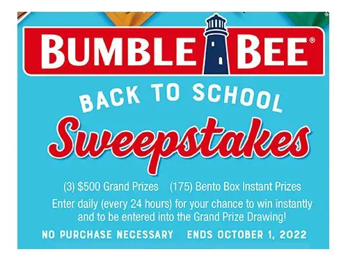 Bumble Bee Back To School Sweepstakes - Win $500 Gift Cards and More