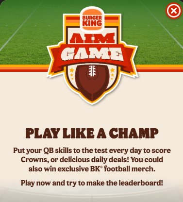 Burger King Aim Game Instant Win Game – Win Burger King Branded Coolers & More (75 Winners)