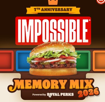 Burger King “Memory Mix” Instant Win Game